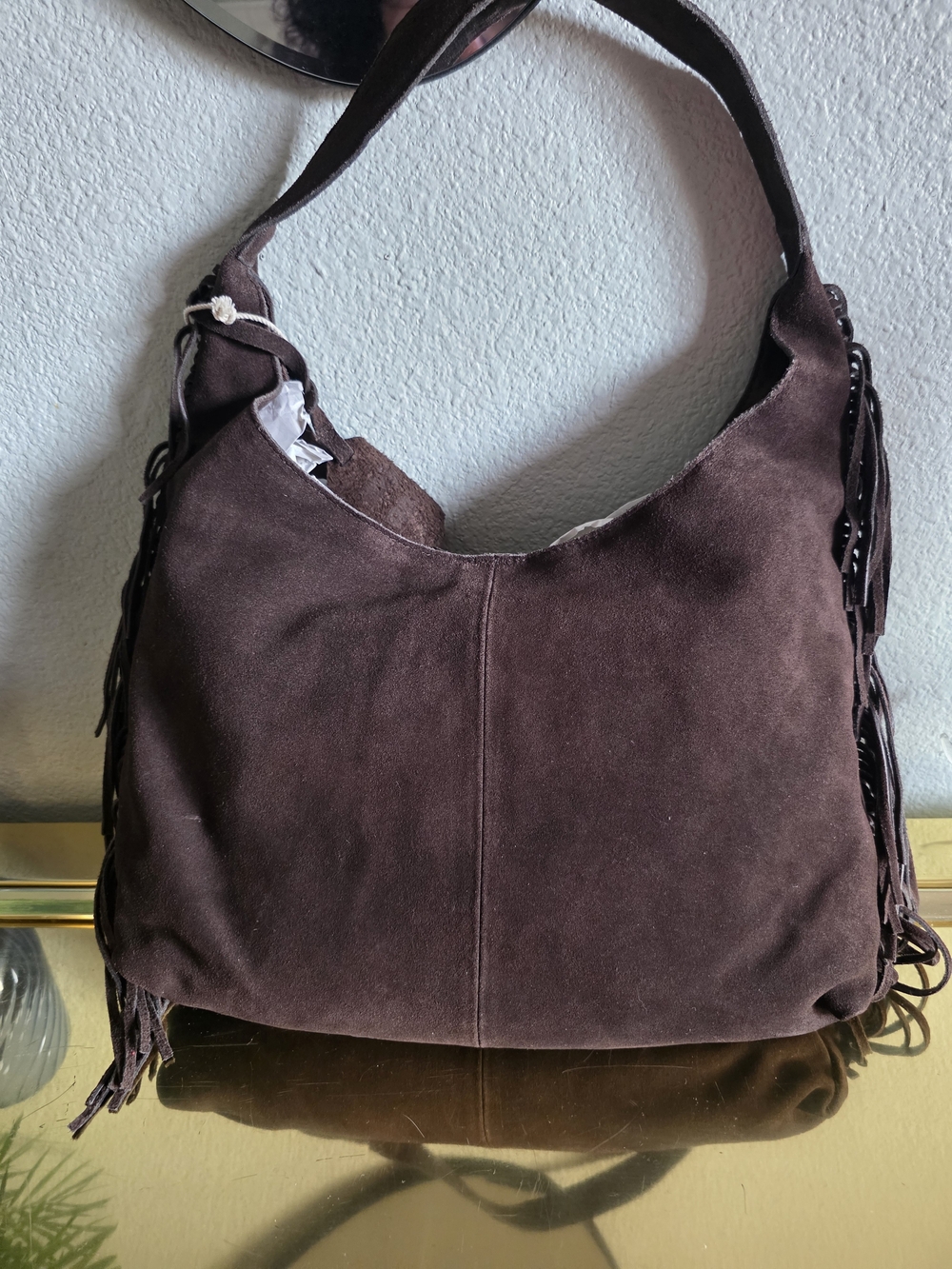 Haute Hippie Brown Fringe  Suede Hobo Bag - Picture 5 of 10
